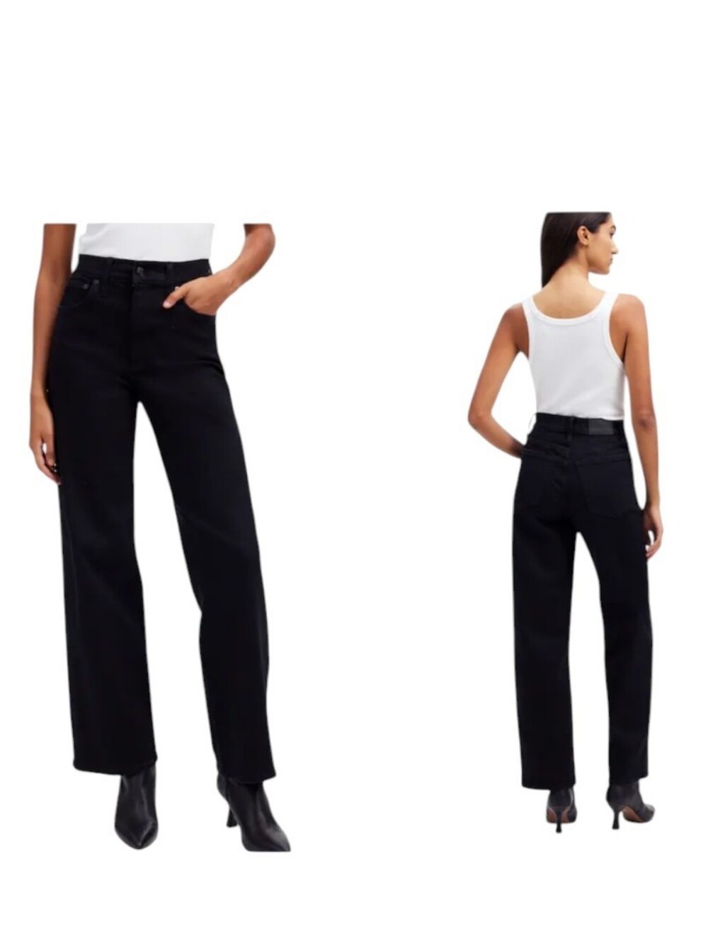 NWT Madewell Petite Perfect Vintage Wide-Leg Jean Black Rinse Wash Size 31P